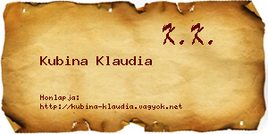 Kubina Klaudia névjegykártya